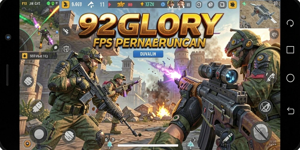 Tangkapan layar menampilkan aksi mendebarkan dalam game FPS 92GLORY.