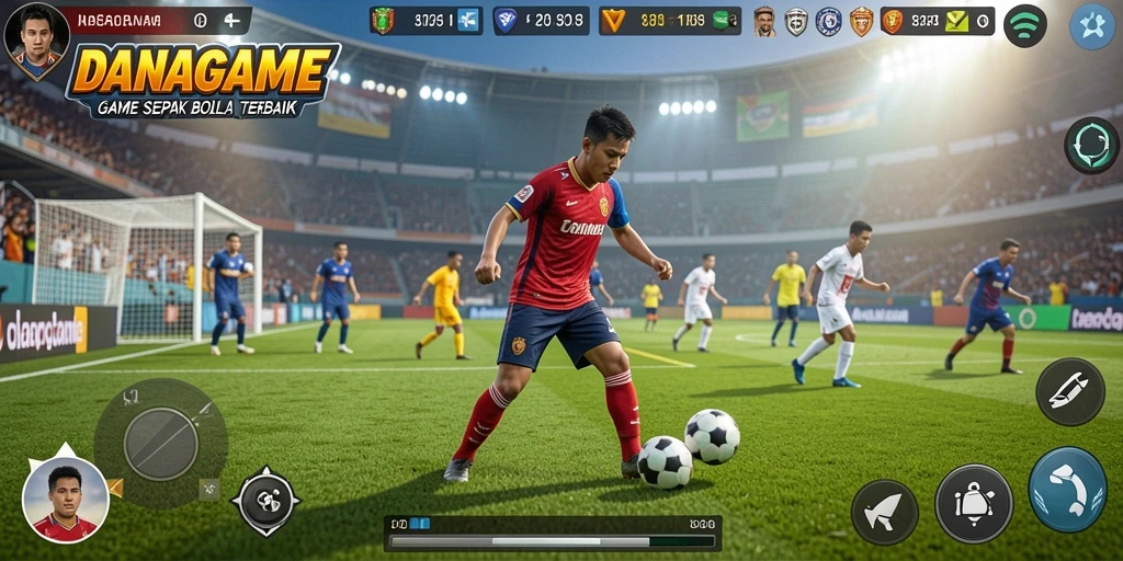 Screenshot menunjukkan aksi intens dalam pertandingan sepak bola.