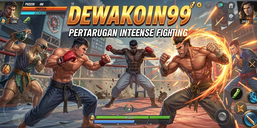 Tangkapan layar gameplay <strong>DEWAKOIN99</strong> menunjukkan pertarungan seru dengan karakter yang dinamis.