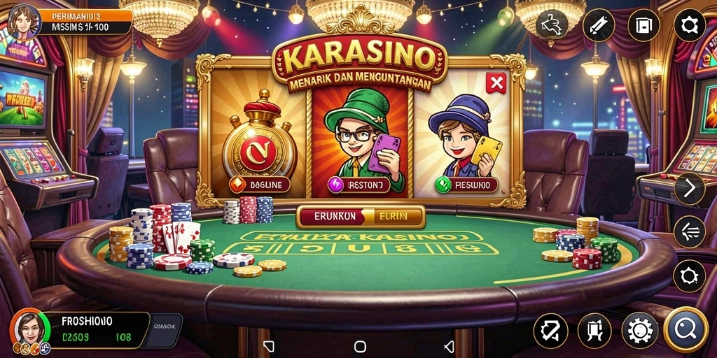 Screenshot F08 menunjukkan gameplay menakjubkan dengan grafis Kasino yang memukau.