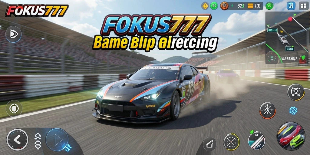 Tampilan seru dari FOKUS777 dengan gameplay balap yang mendebarkan.