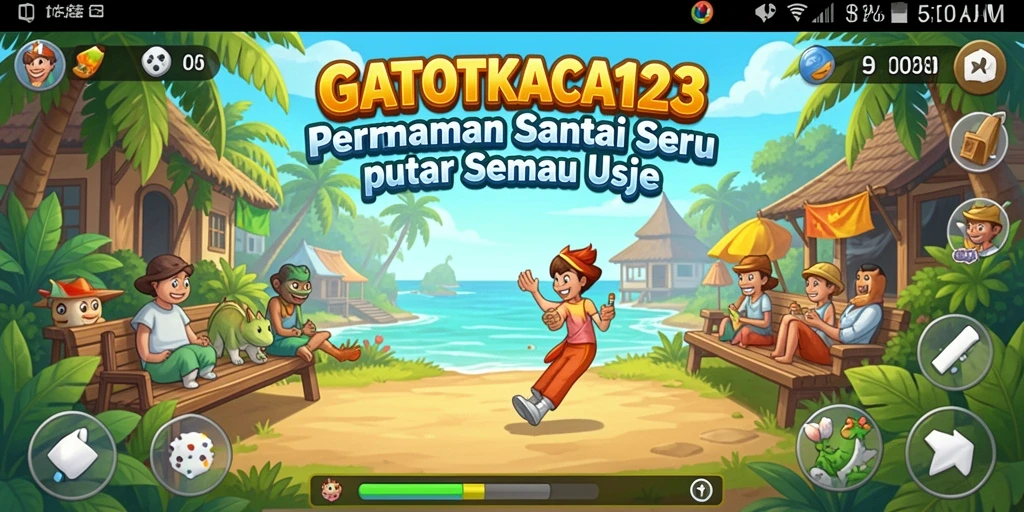 Tampilan gameplay GATOTKACA123 yang ceria dan interaktif.