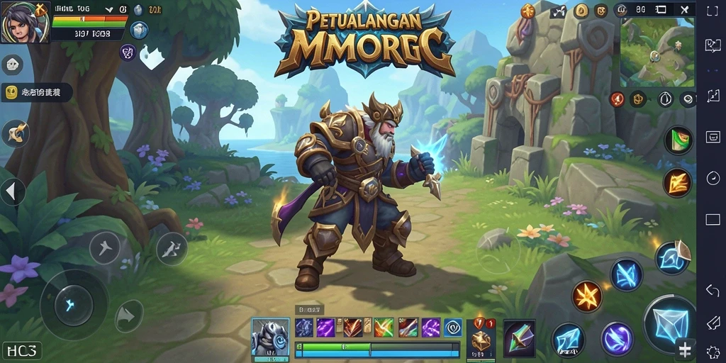 Screenshot utama HO3 menunjukkan aksi pertempuran yang mendebarkan dalam MMORPG.
