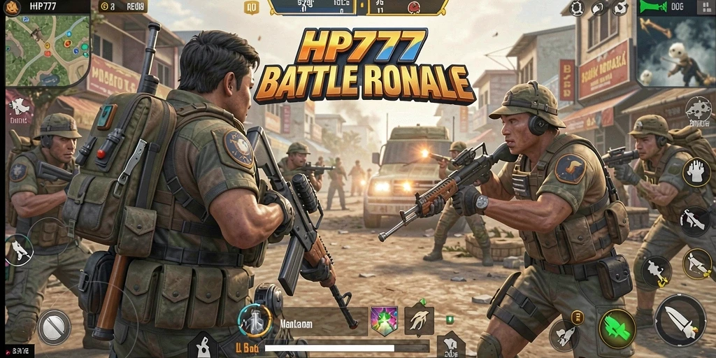 Gameplay Battle Royale HP777 yang seru dan mendebarkan.