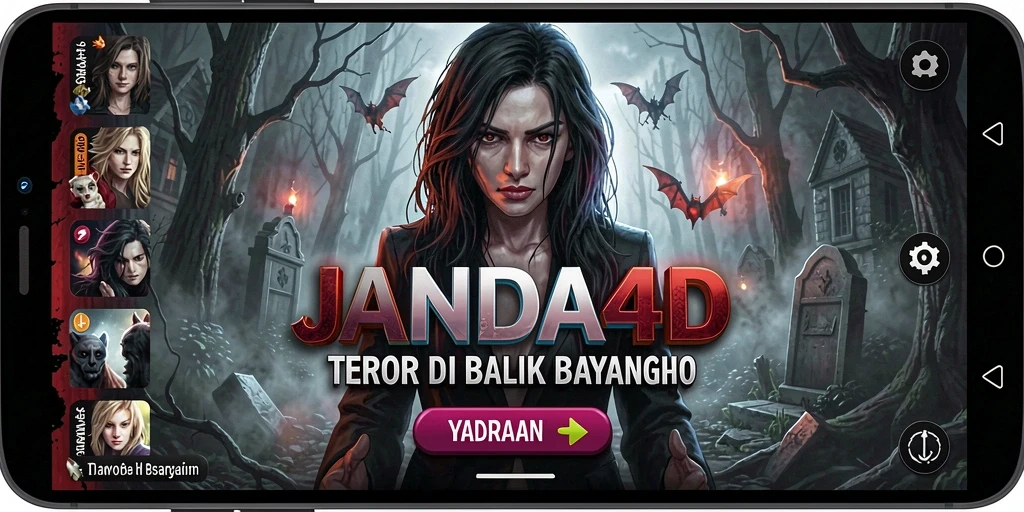 Tangkapan layar gameplay mencekam dari JANDA4D dengan suasana horor yang menakutkan.