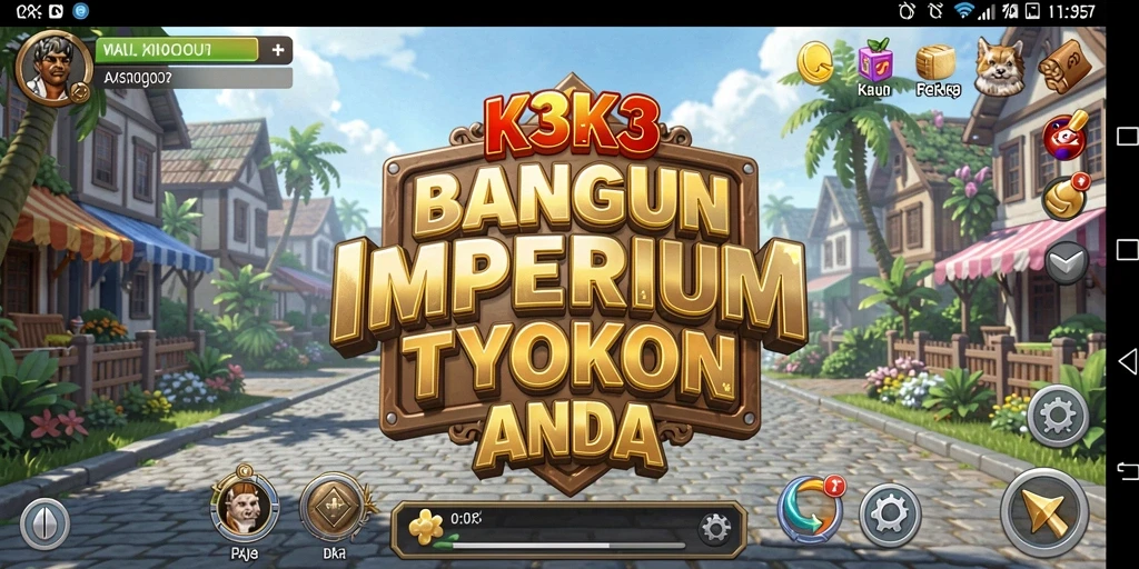 Screenshot K3K3 menampilkan gameplay mendalam dan strategi bisnis yang seru.