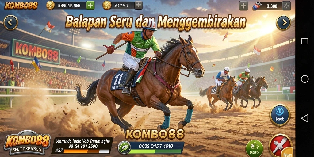 Gameplay menegangkan di KOMBO88 dengan mobil cepat dan lintasan menarik.