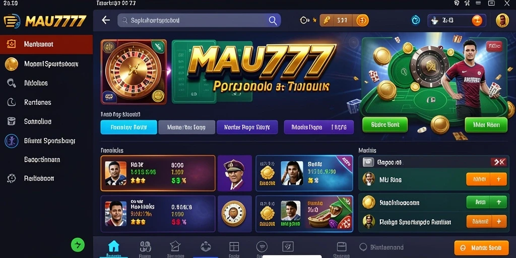 Tampilan aplikasi MAU777 yang menarik dengan fitur Sportsbook.