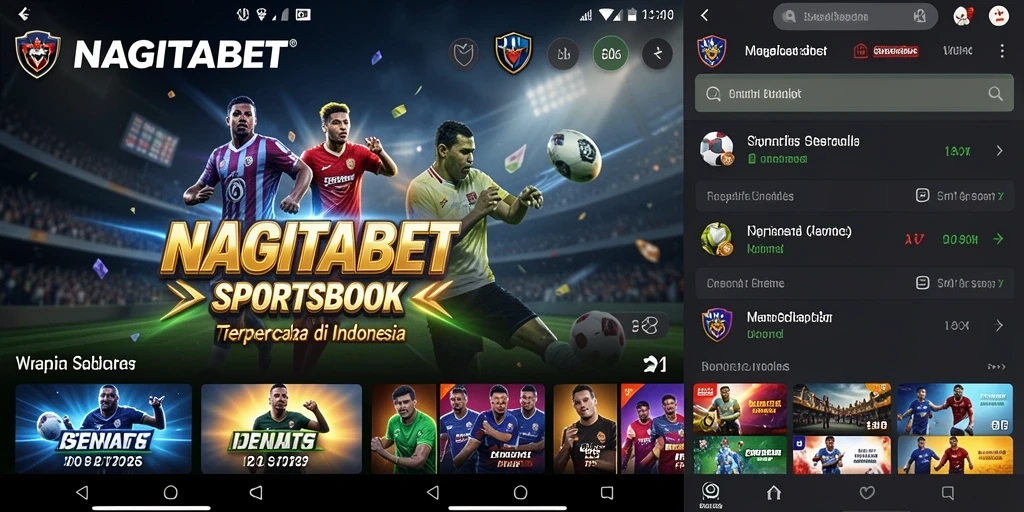 Tampilan antarmuka pengguna NAGITABET dengan berbagai pilihan taruhan olahraga.