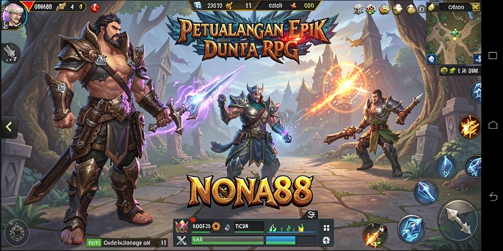 Tampilan gameplay NONA88 yang menarik dalam petualangan RPG.
