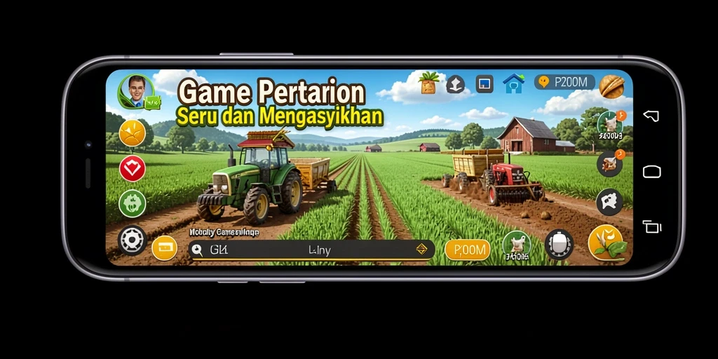 Screenshot P200M menampilkan aktivitas seru bertani dengan berbagai tanaman.