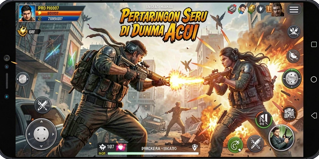 Screenshot gameplay PRG007 menunjukkan aksi pertempuran yang intens.