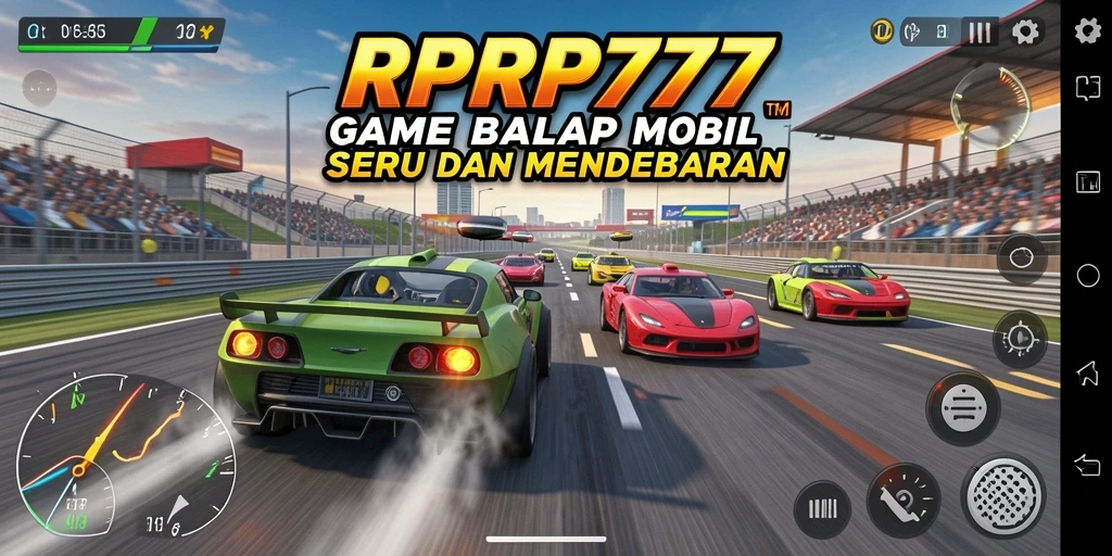 Screenshot menunjukan aksi balap mendebarkan di RPRP777.