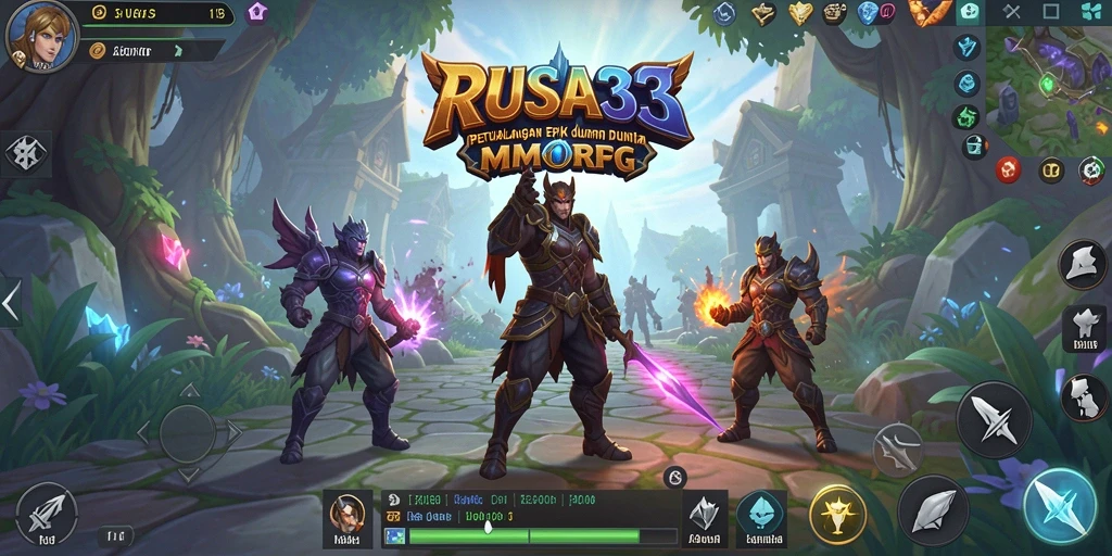 Screenshot gameplay RUSA33 menampilkan aksi pertempuran yang epik dalam dunia MMORPG.