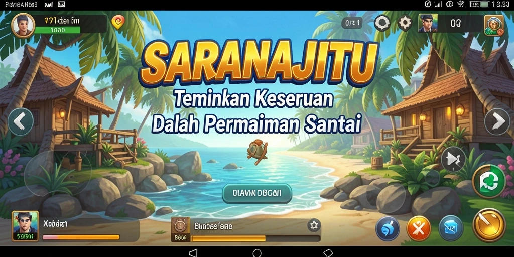Screenshot utama SARANAJITU menampilkan gameplay penuh warna dan menyenangkan.