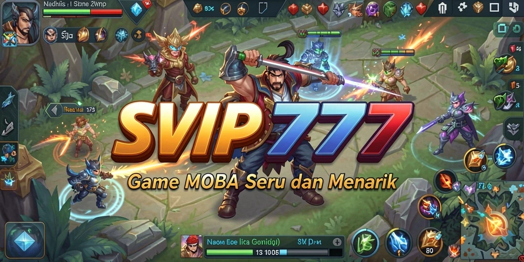 Screenshot gameplay MOBA yang menampilkan pertarungan epik dalam SVIP777.
