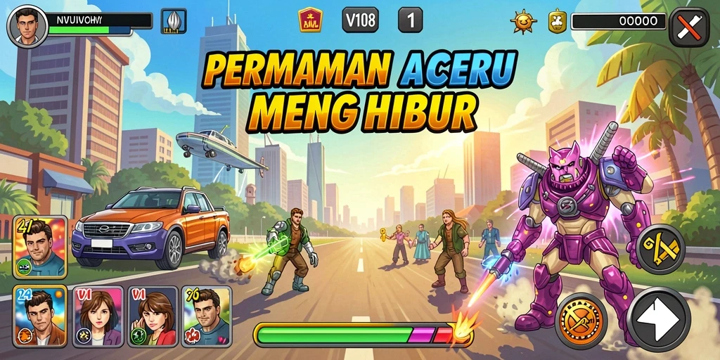 Screenshot utama VW108 menampilkan aksi gameplay Arcade yang mendebarkan.