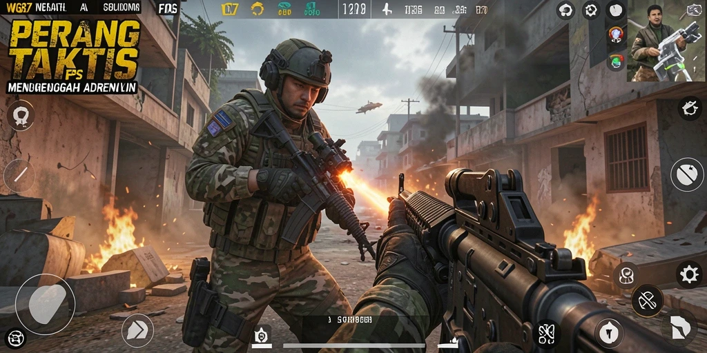 Screenshot gameplay WG87 yang menampilkan aksi tembak-menembak yang intens.