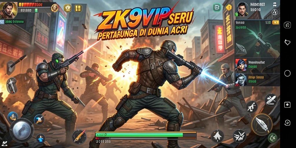 Tampilan aksi seru di ZK9VIP dengan karakter unik.